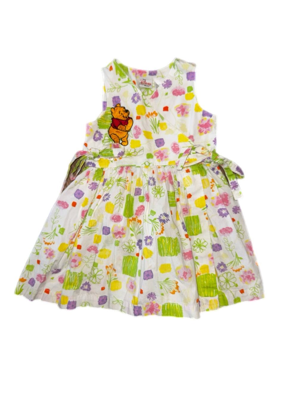 Vintage Disney Store Embroidered Winnie the Pooh Floral Wrap Dress Toddler 2T